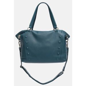 Hammitt Daniel Large Occasion Satchel Teal & Brushed Silver Multi-way Purse OS